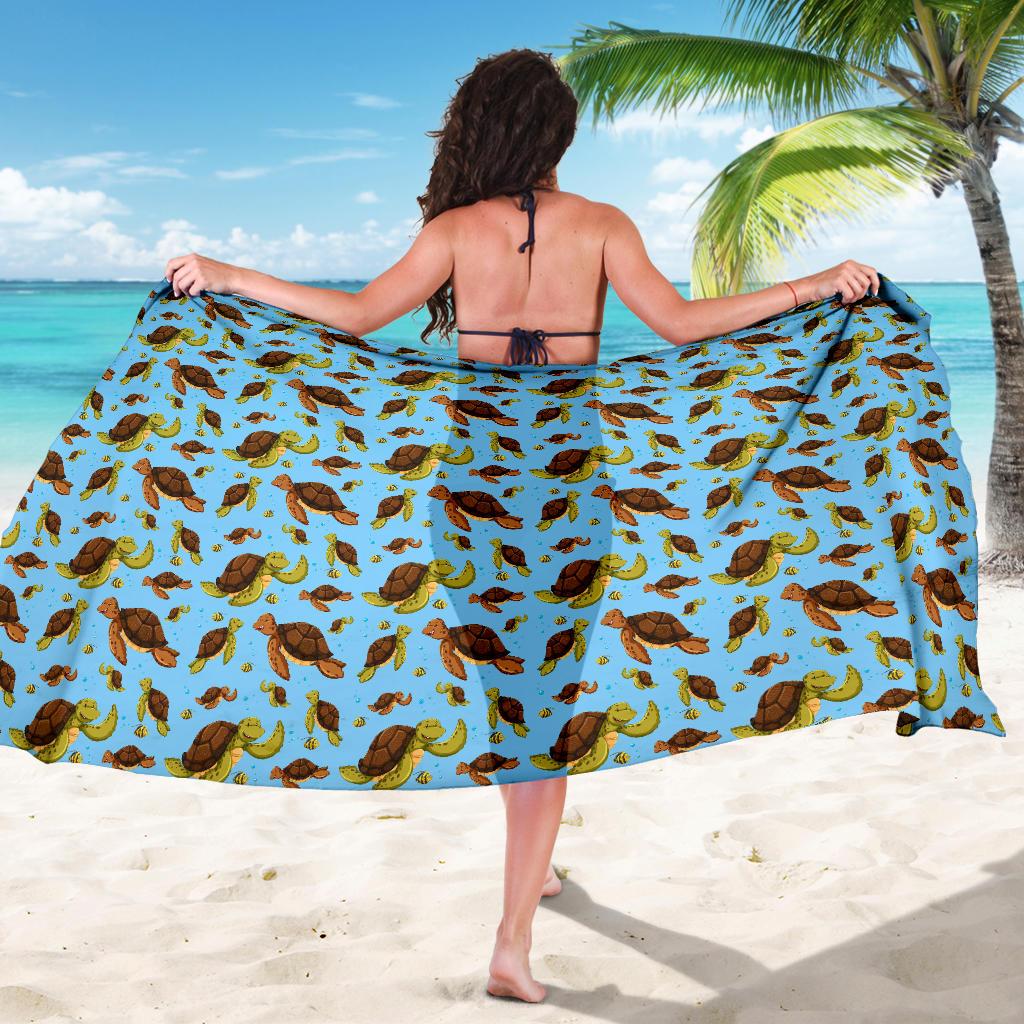 Hello Sea Turtle Print Pattern Sarong Pareo Wrap