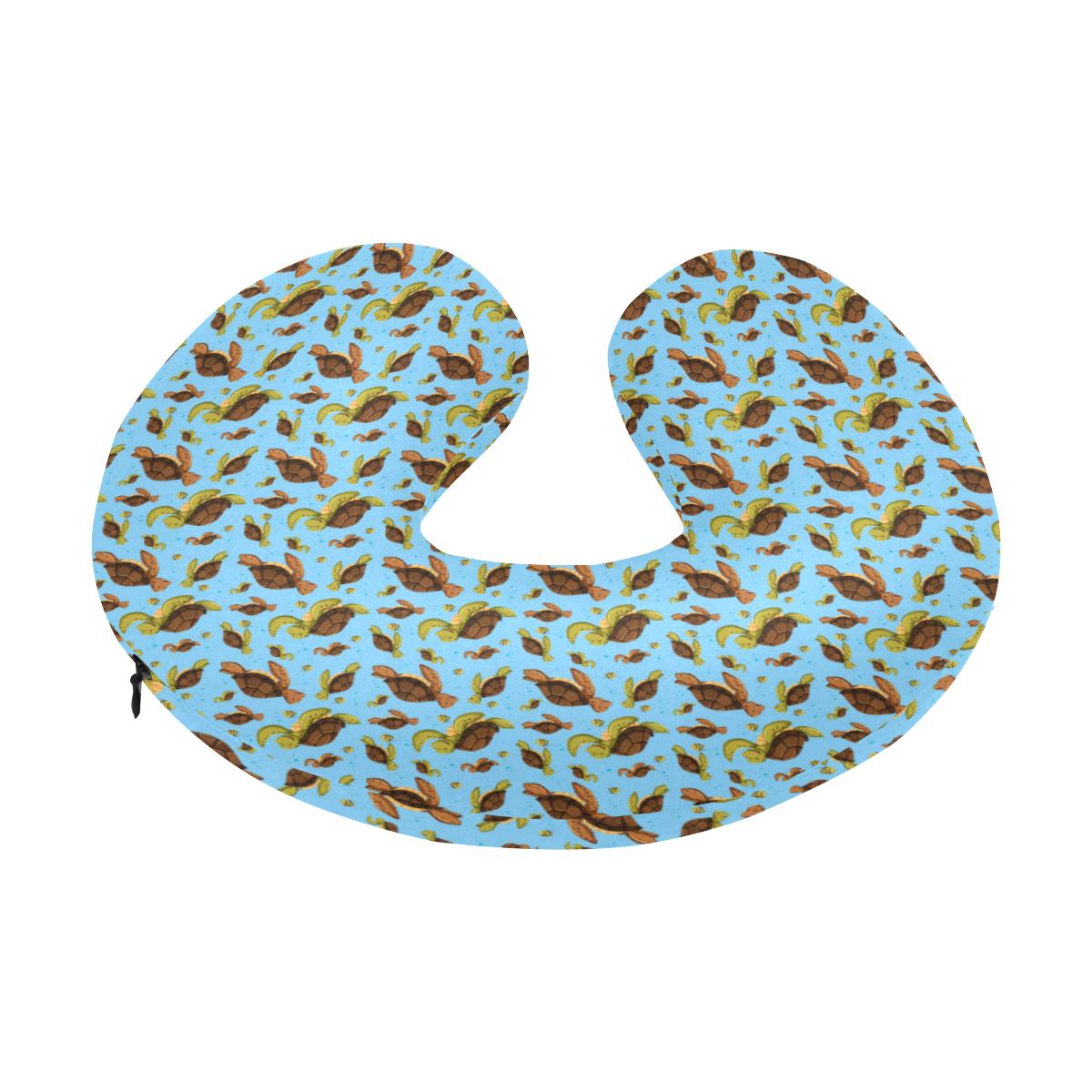 Hello Sea Turtle Print Pattern U-Shaped Travel Neck Pillow-JTAMIGO.COM