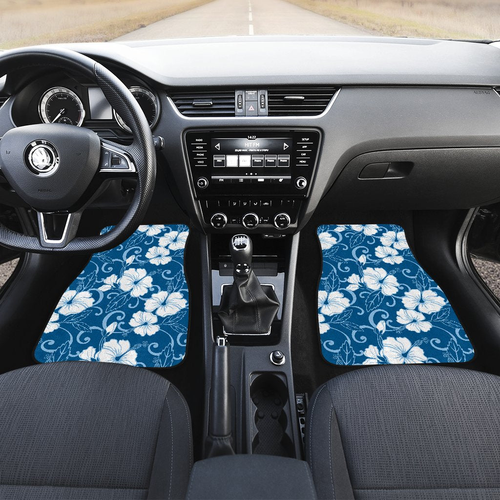Hibiscus Blue Flower Hawaiian Print Car Floor Mats