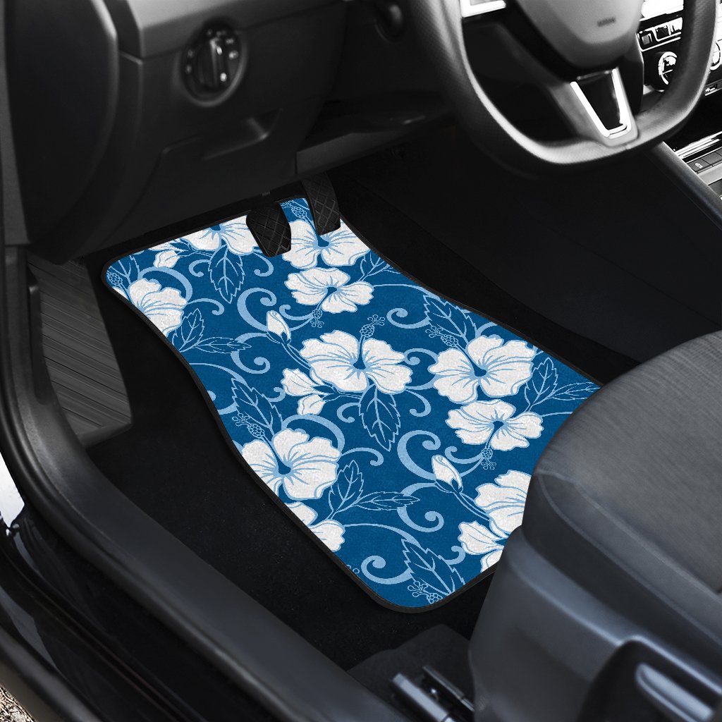 Hibiscus Blue Flower Hawaiian Print Car Floor Mats