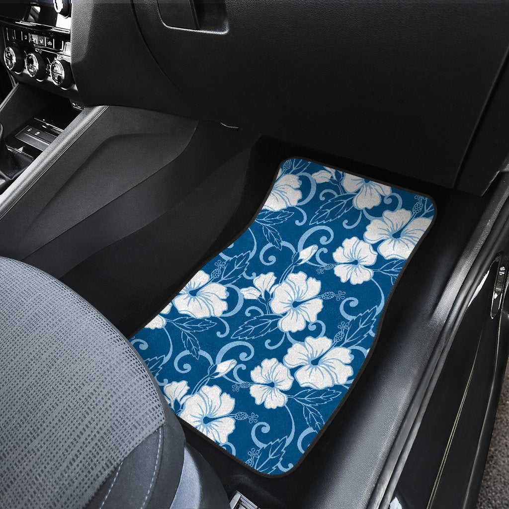 Hibiscus Blue Flower Hawaiian Print Car Floor Mats
