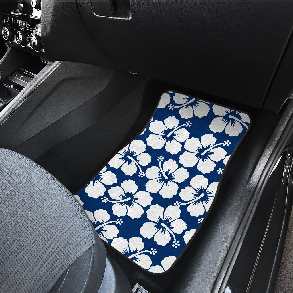 Hibiscus Blue Hawaiian Flower Pattern Car Floor Mats