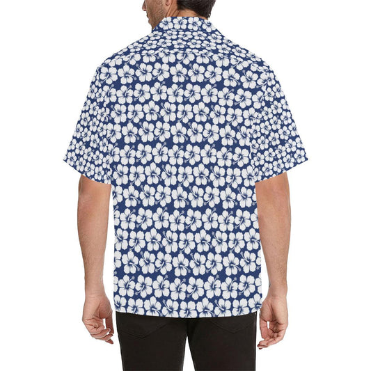 Hibiscus Blue Hawaiian Flower Pattern Men Aloha Hawaiian Shirt