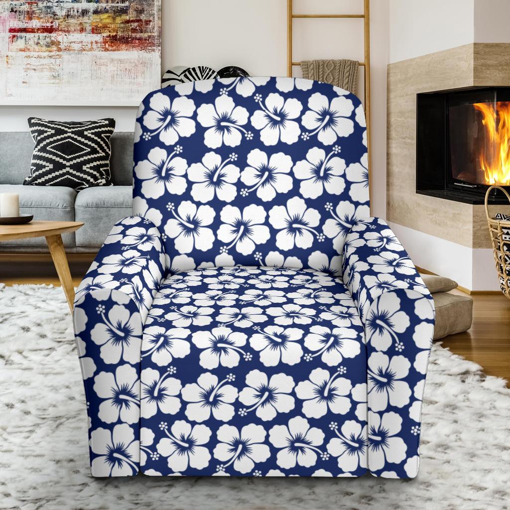Hibiscus Blue Hawaiian Flower Pattern Single Sofa Slipcover -JTAMIGO.COM
