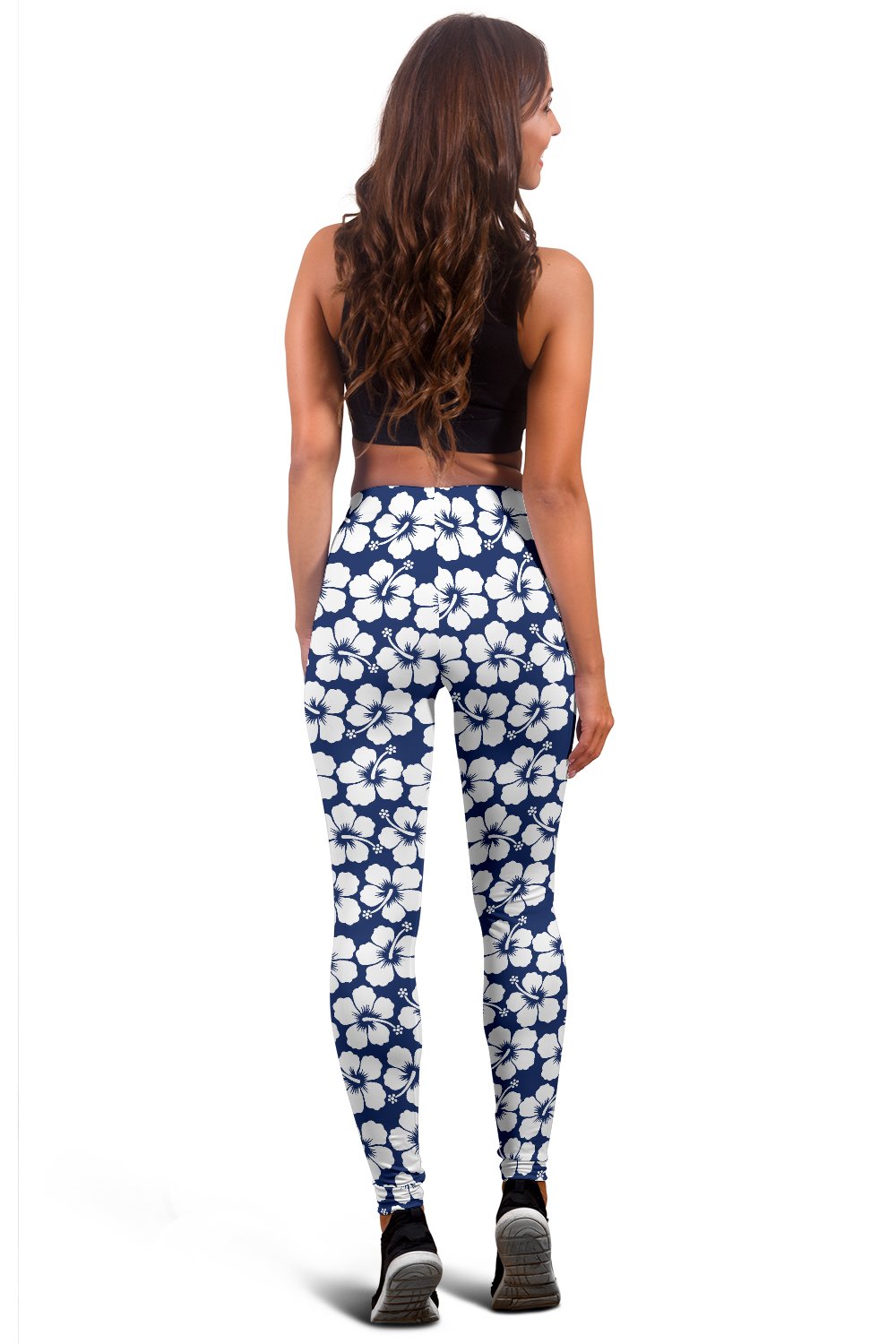 Hibiscus Blue Hawaiian Flower Pattern Women Leggings