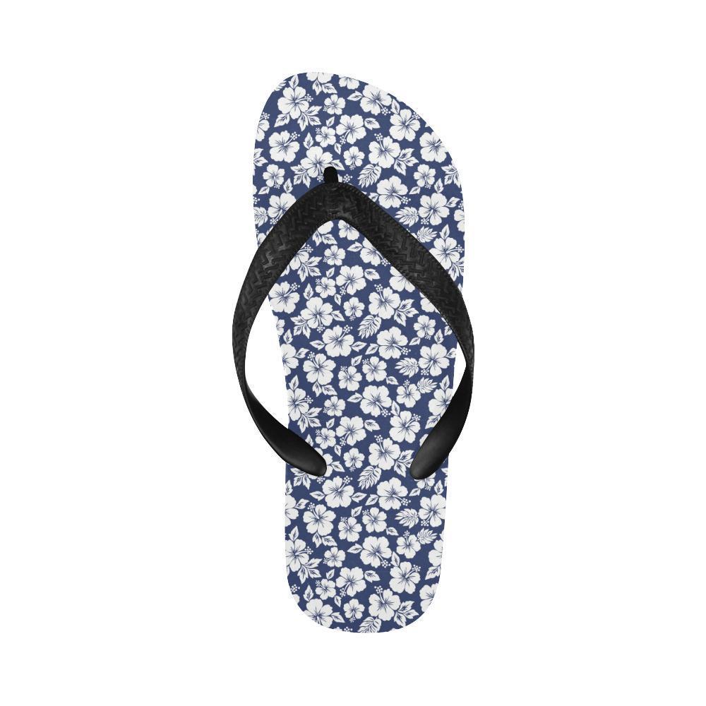 Hibiscus Blue Hawaiian Flower Style Flip Flops-JTAMIGO.COM