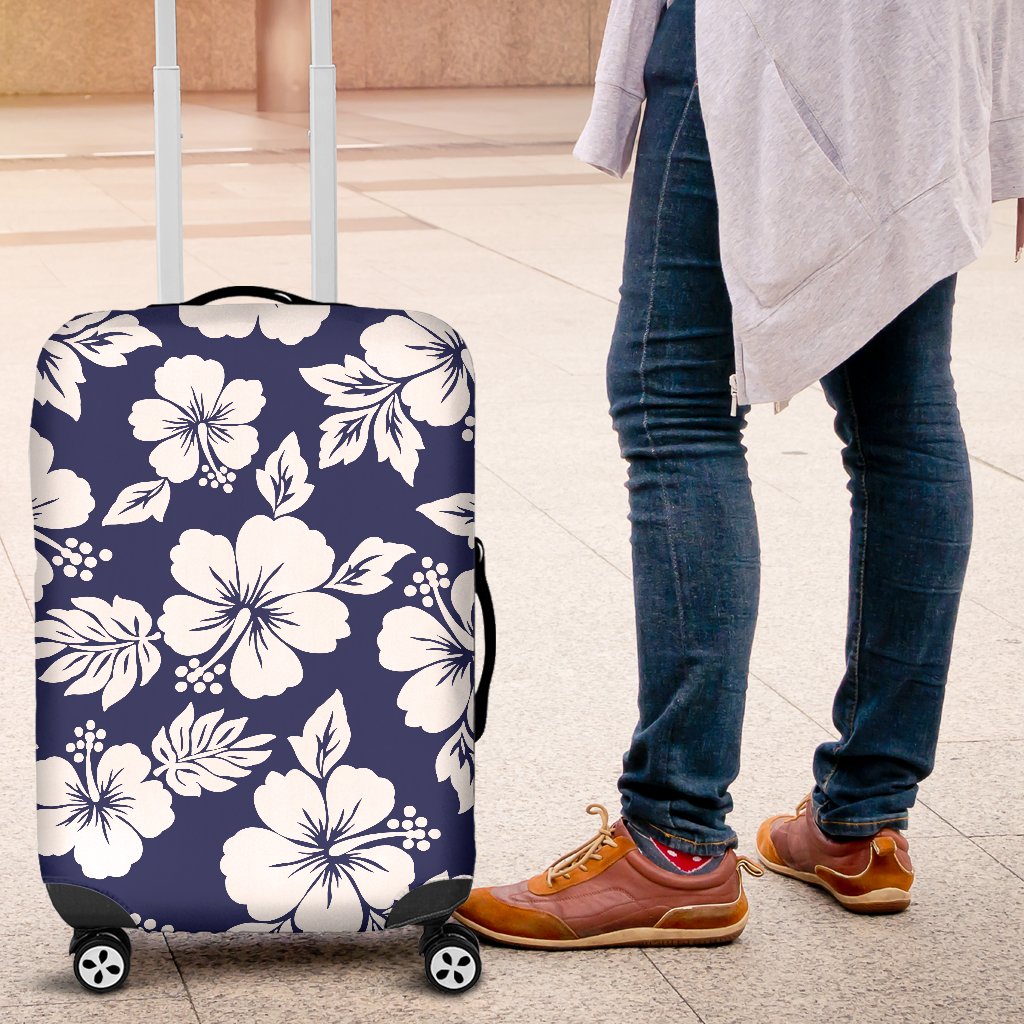 Hibiscus Blue Hawaiian Flower Style Luggage Cover Protector