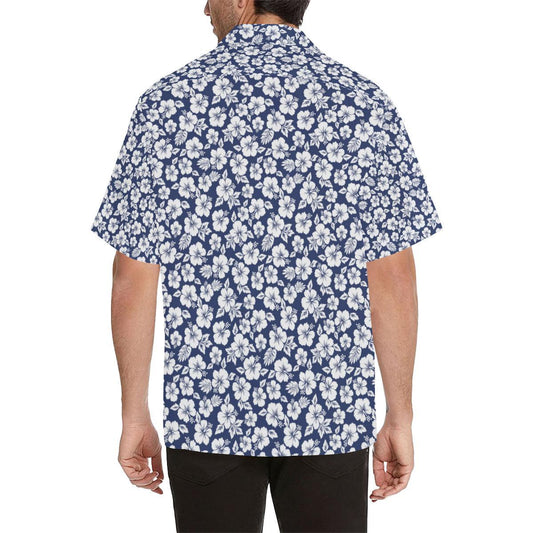 Hibiscus Blue Hawaiian Flower Style Men Aloha Hawaiian Shirt