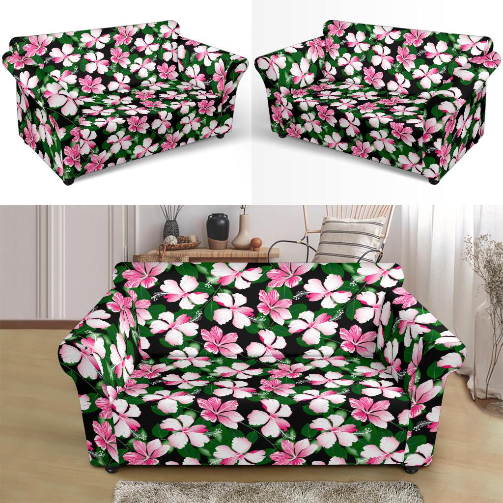Hibiscus Pink Flower Hawaiian Print Loveseat Slipcover-JTAMIGO.COM