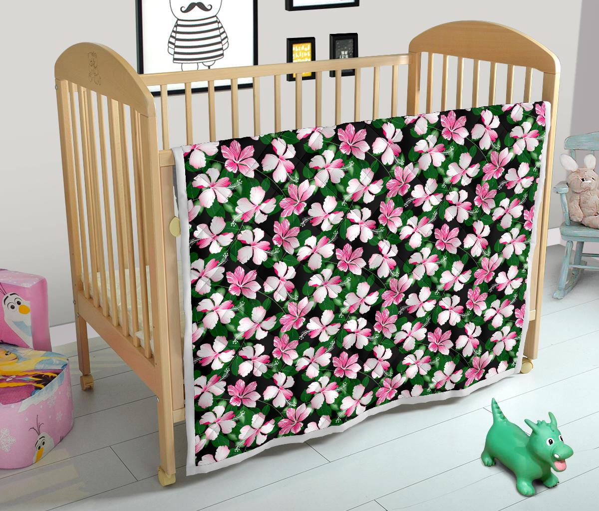 Hibiscus Pink Flower Hawaiian Print Premium Quilt-JTAMIGO.COM