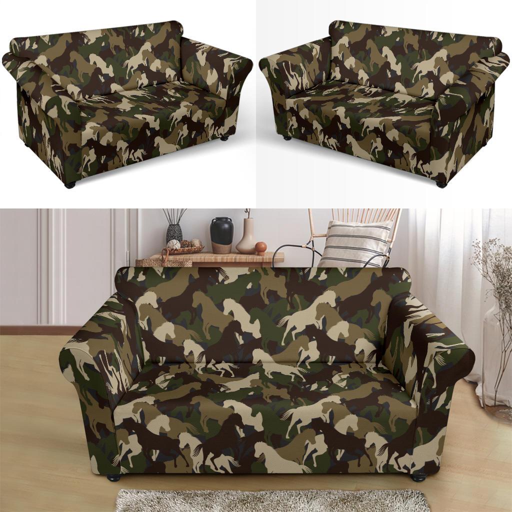 Horse Camo Themed Design Print Loveseat Slipcover-JTAMIGO.COM