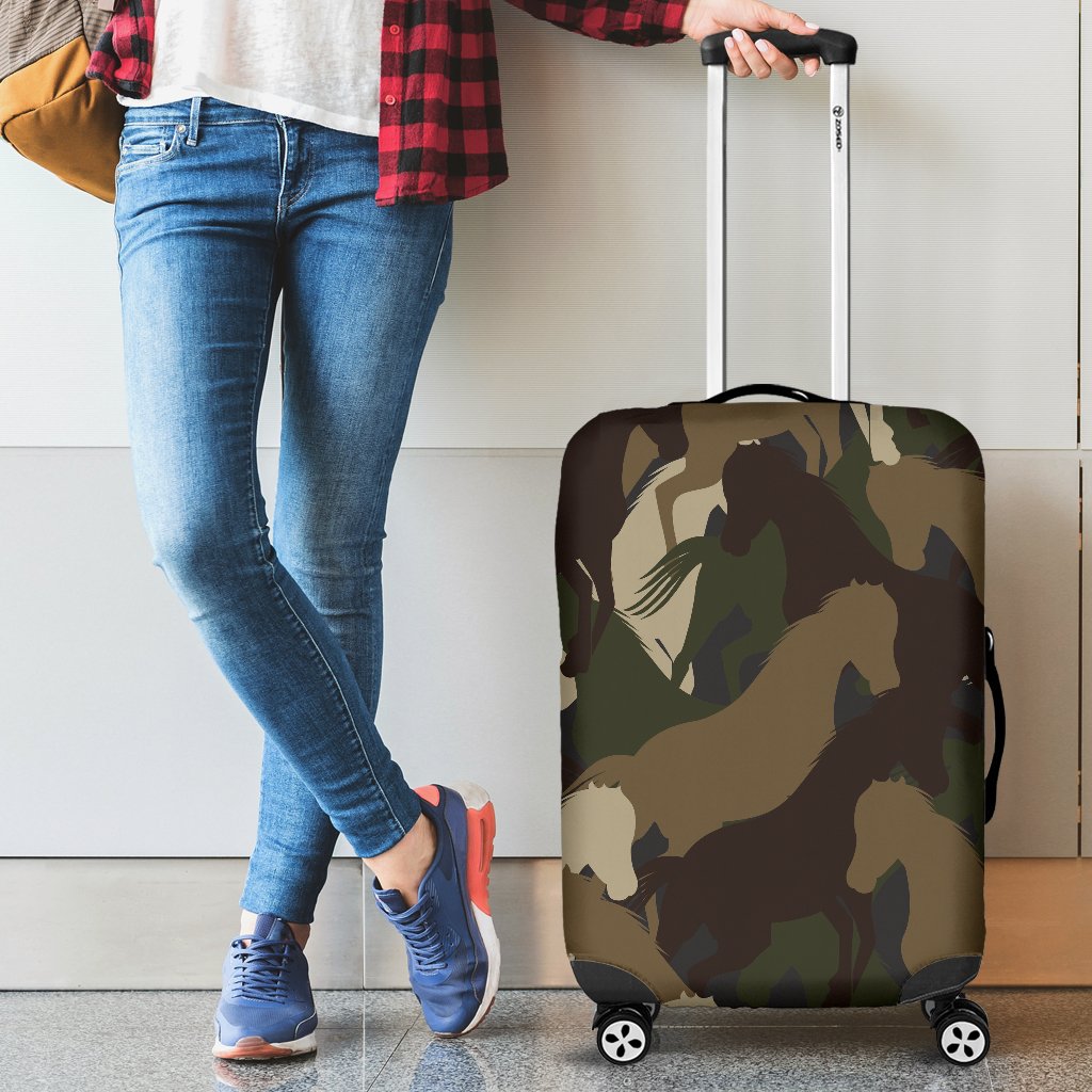 Horse Camo Themed Design Print Luggage Cover Protector