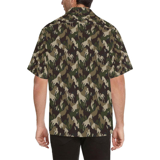 Horse Camo Themed Design Print Men Aloha Hawaiian Shirt