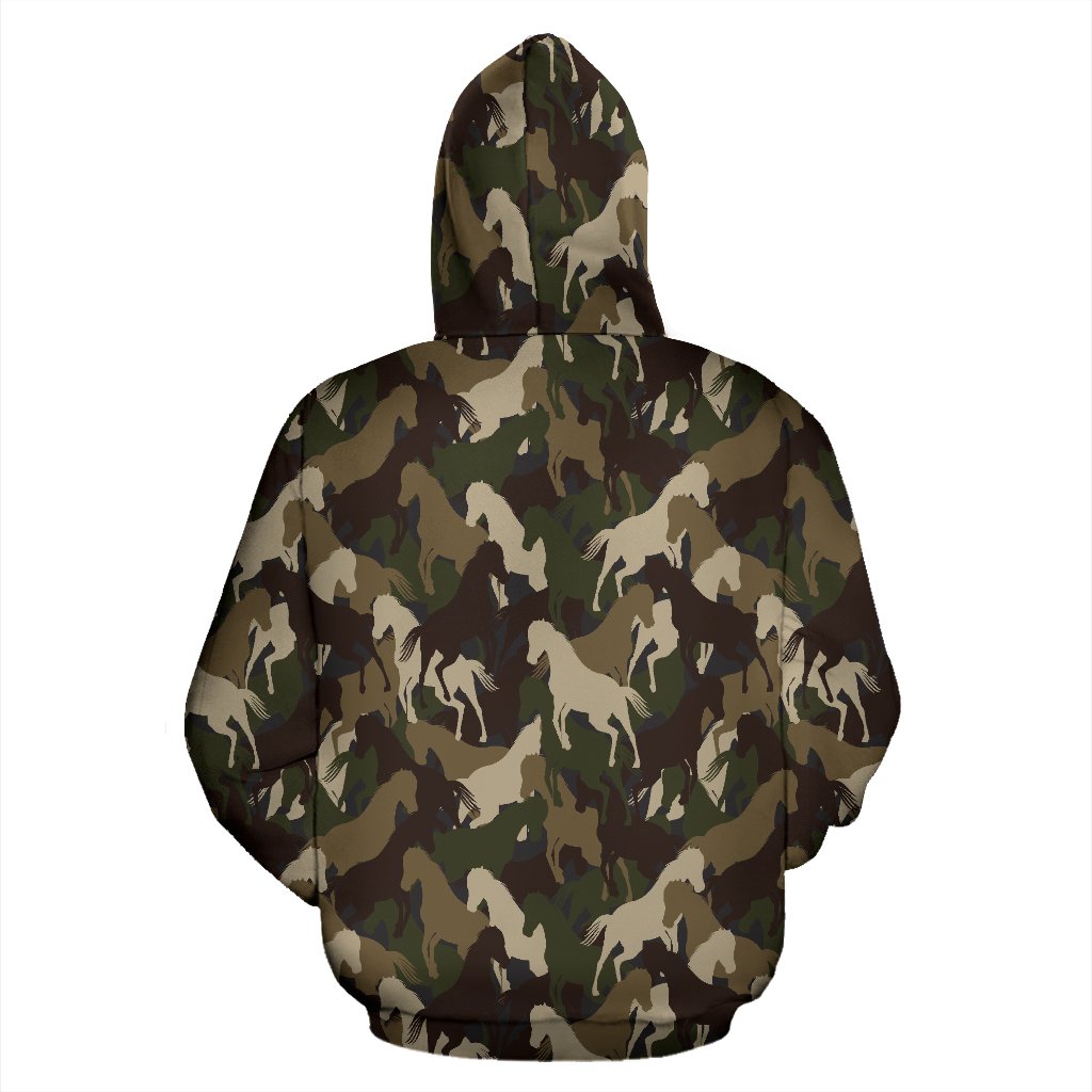 Horse Camo Themed Design Print Pullover Hoodie
