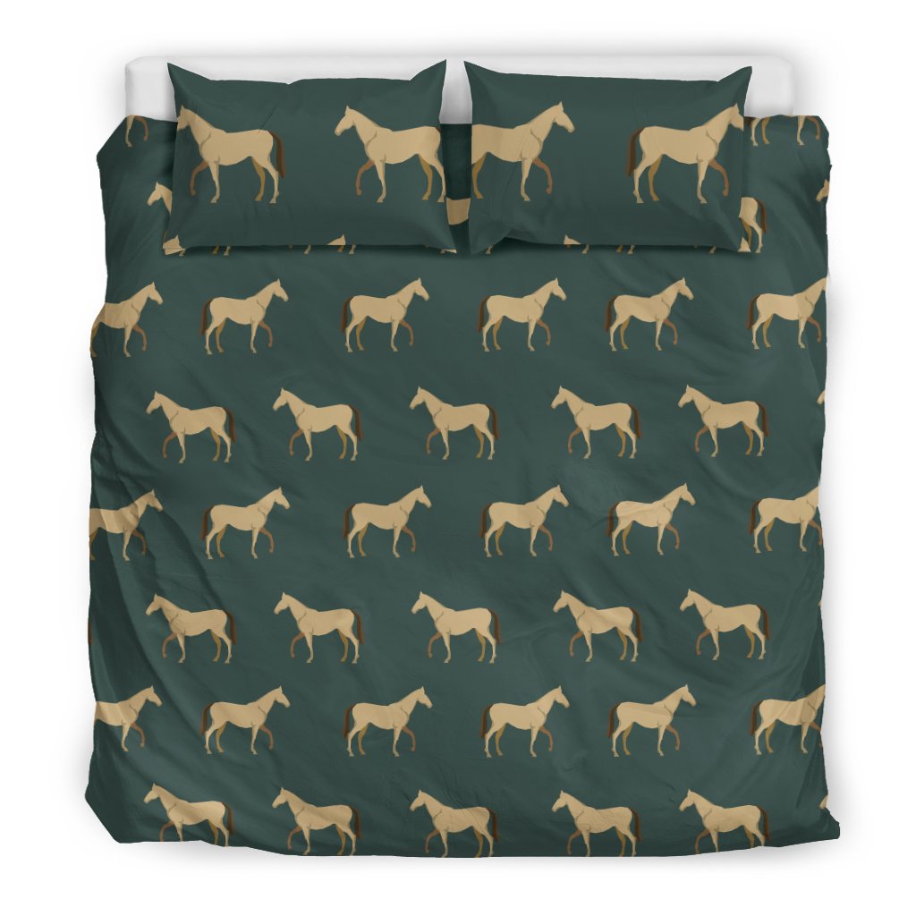 Horse Classic Themed Pattern Print Duvet Cover Bedding Set