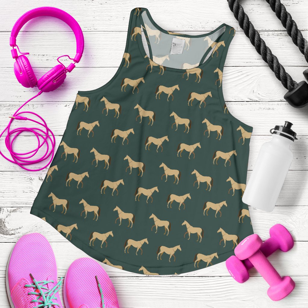 Horse Classic Themed Pattern Print Women Racerback Tank Top