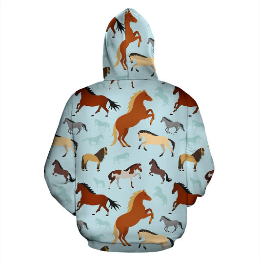 Horse Cute Themed Pattern Print Pullover Hoodie