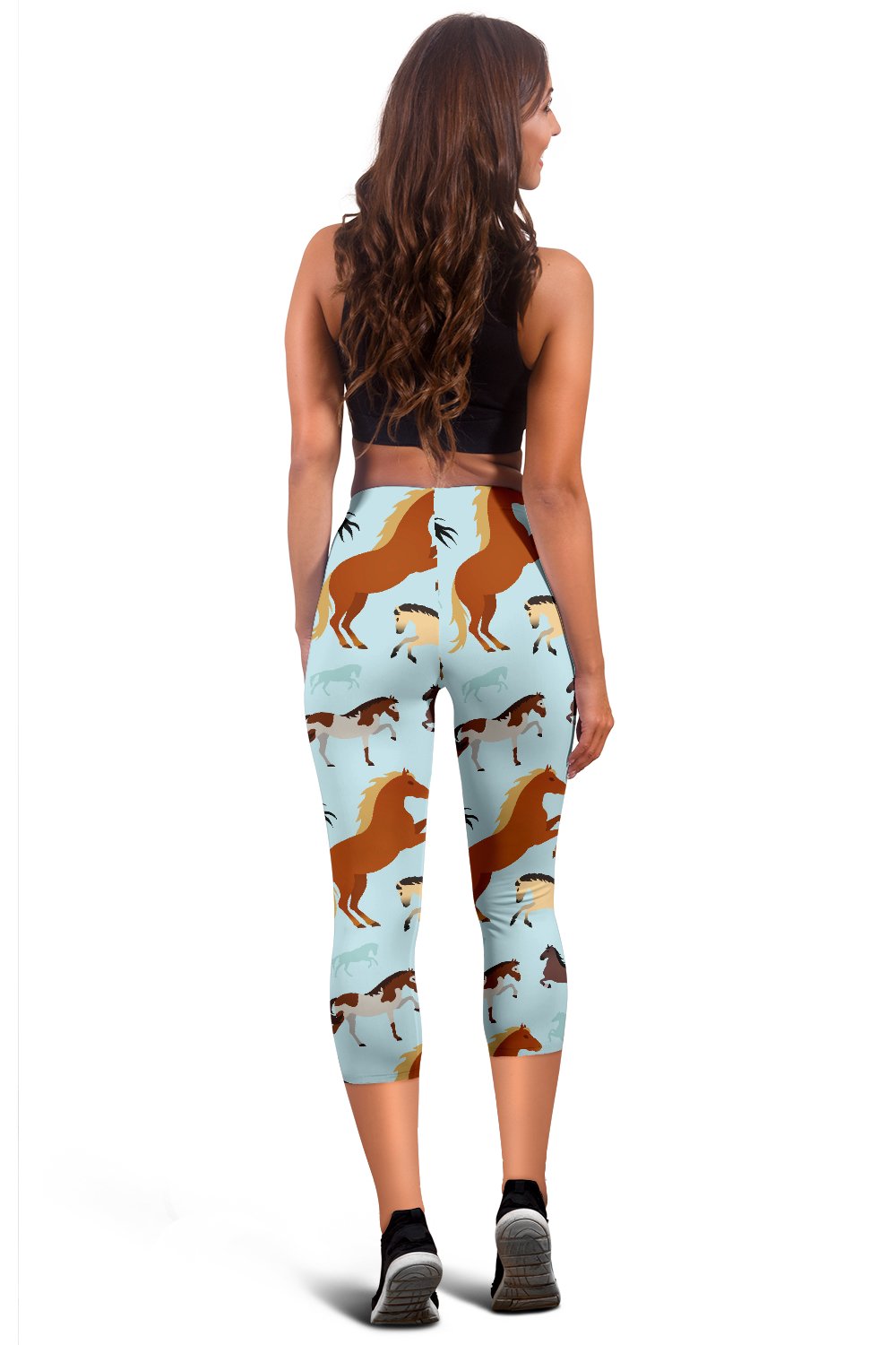 Horse Cute Themed Pattern Print Women Capris