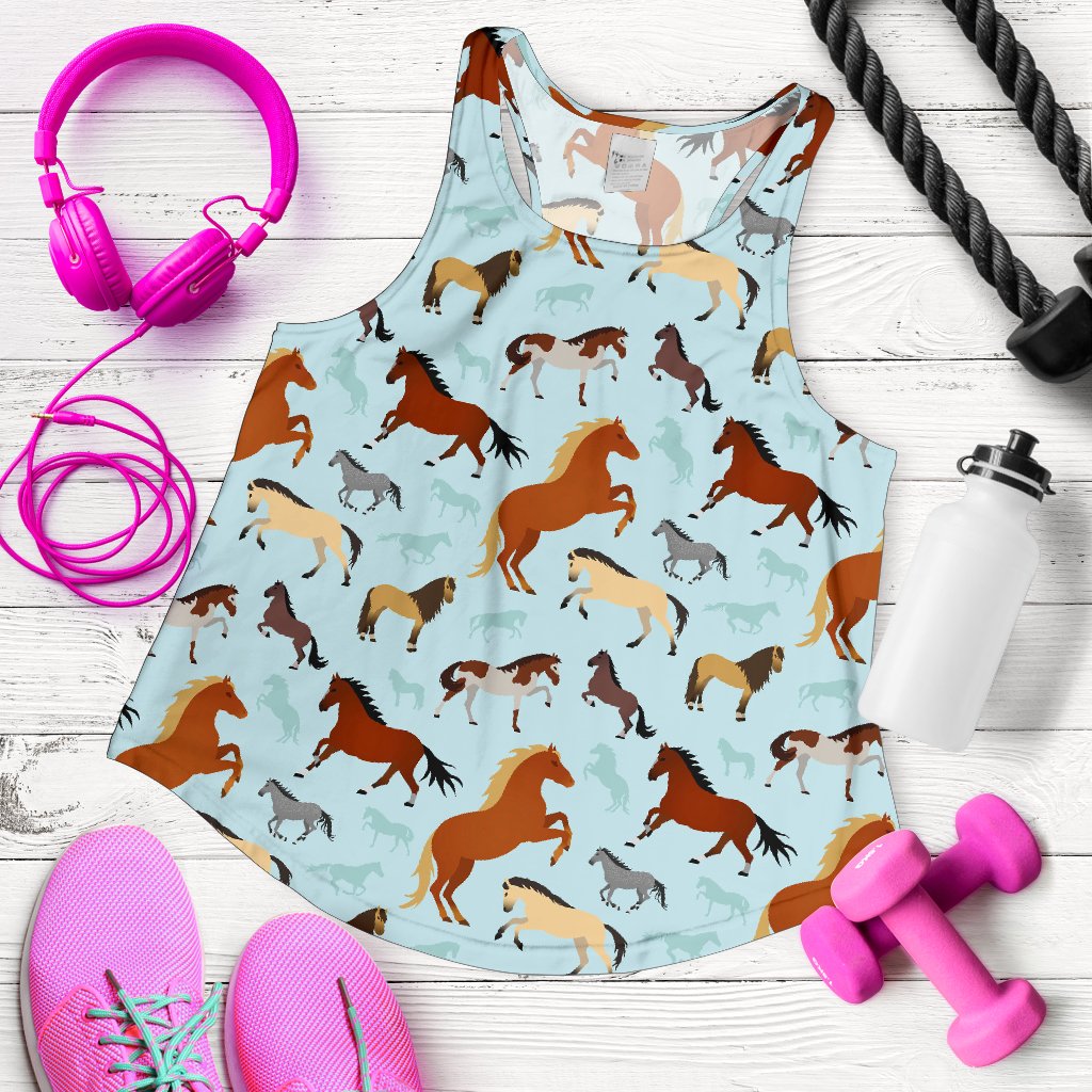Horse Cute Themed Pattern Print Women Racerback Tank Top