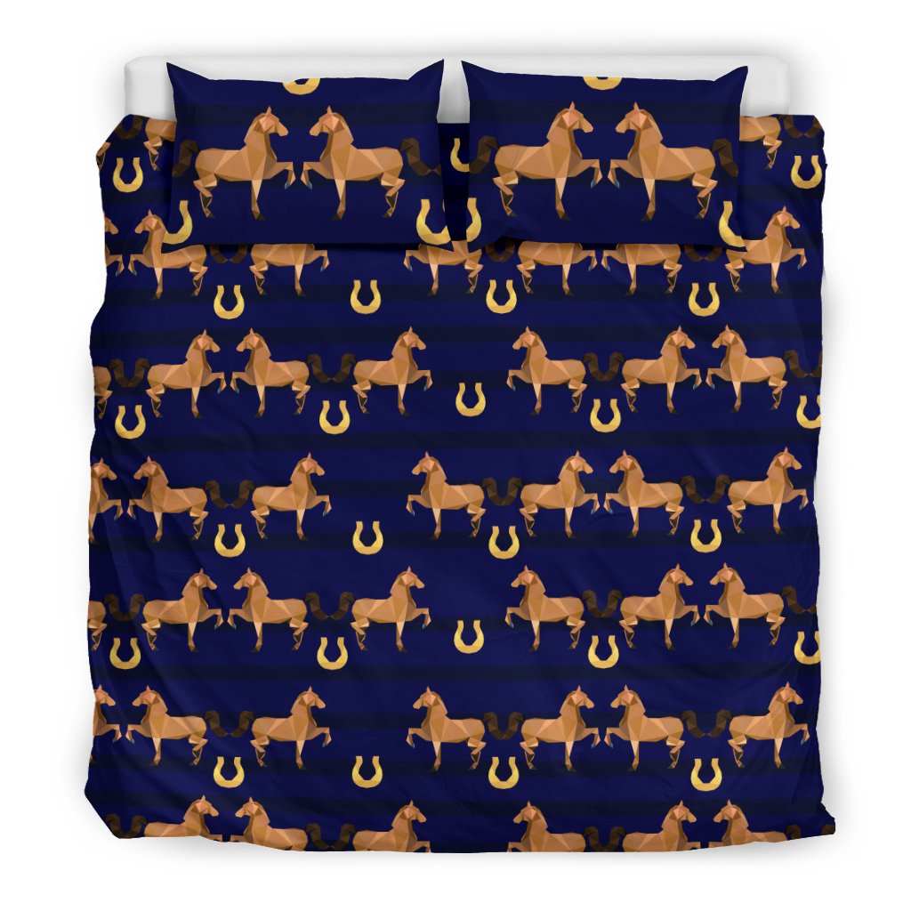 Horse Luxury Themed Pattern Print Duvet Cover Bedding Set
