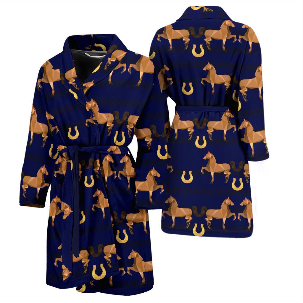 Horse Luxury Themed Pattern Print Men Bath Robe-JTAMIGO.COM