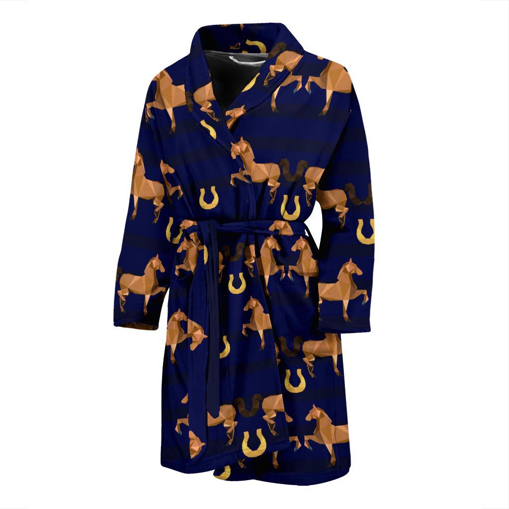 Horse Luxury Themed Pattern Print Men Bath Robe-JTAMIGO.COM
