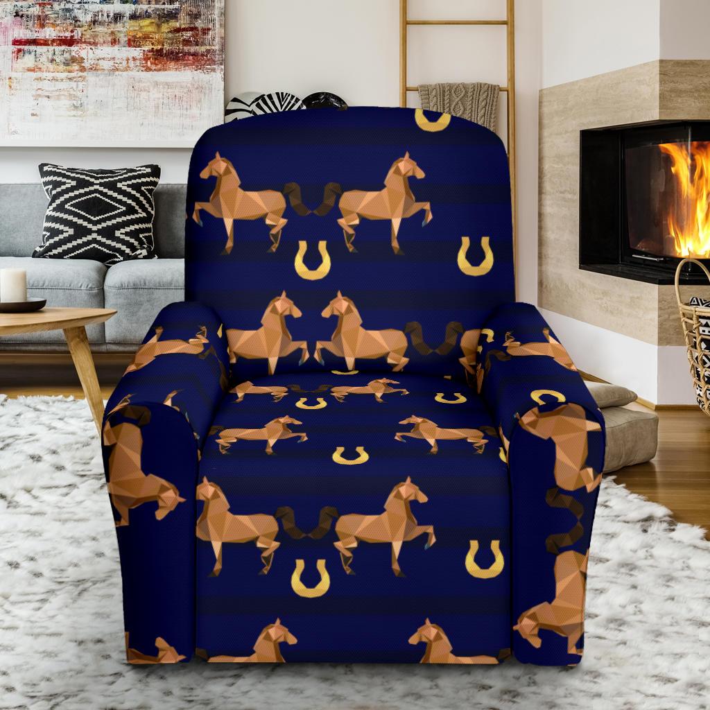 Horse Luxury Themed Pattern Print Single Sofa Slipcover -JTAMIGO.COM