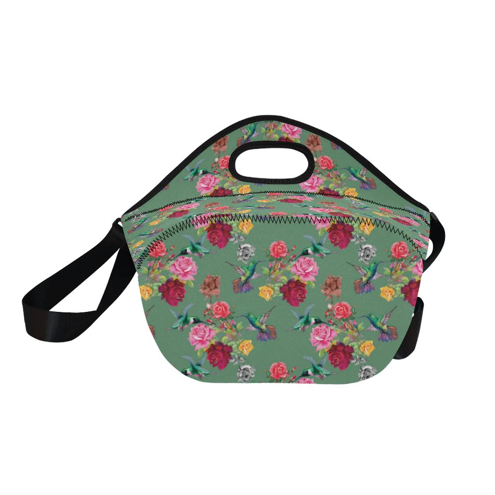 Hummingbird with Rose Themed Print Neoprene Lunch Bag (Model 1669)(Large)-JTAMIGO.COM