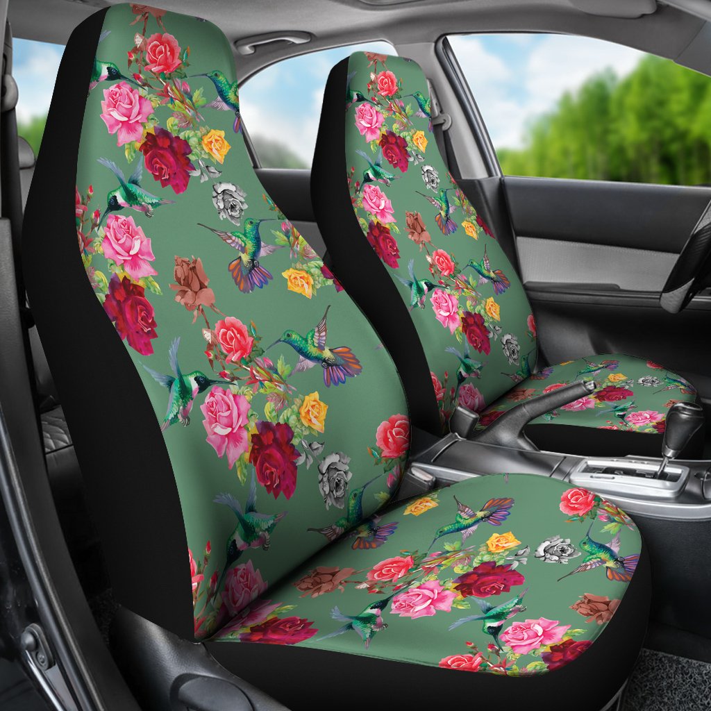 Hummingbird with Rose Themed Print Universal Fit Car Seat Covers