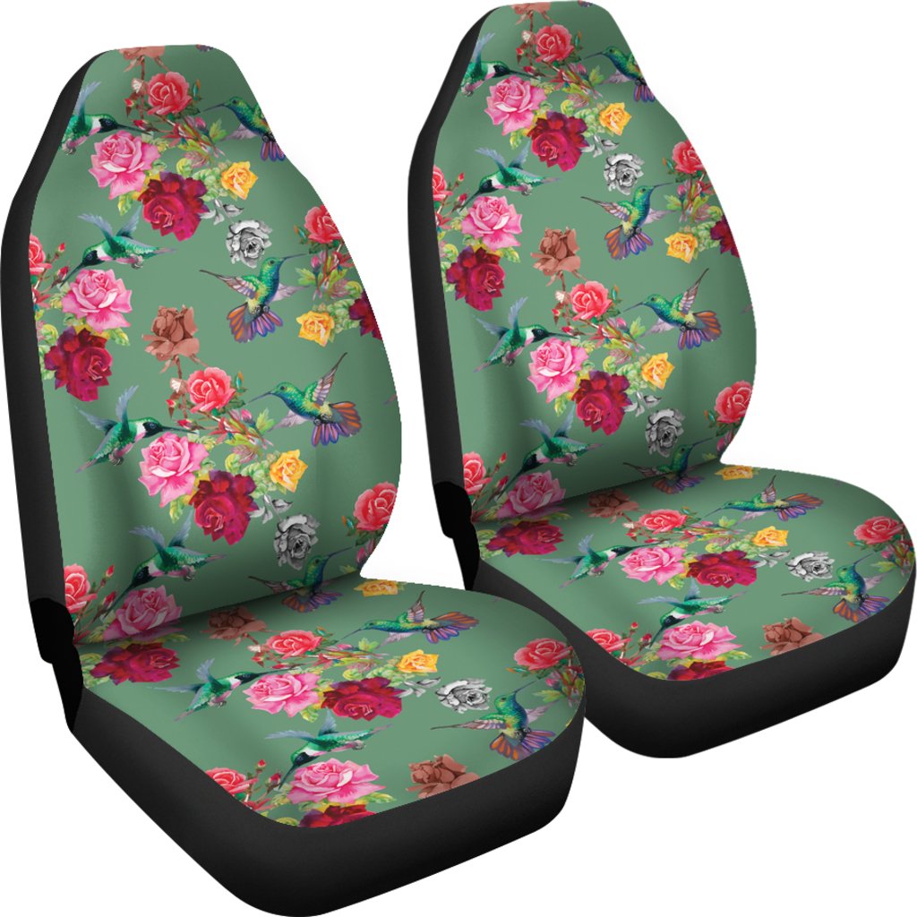 Hummingbird with Rose Themed Print Universal Fit Car Seat Covers