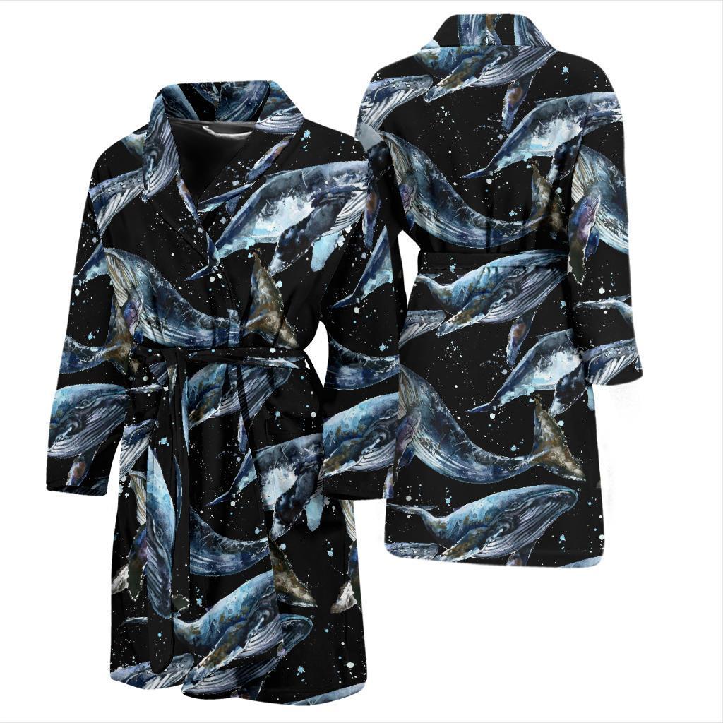Humpback Whale Pattern Print Design 01 Men Bathrobe-JORJUNE.COM