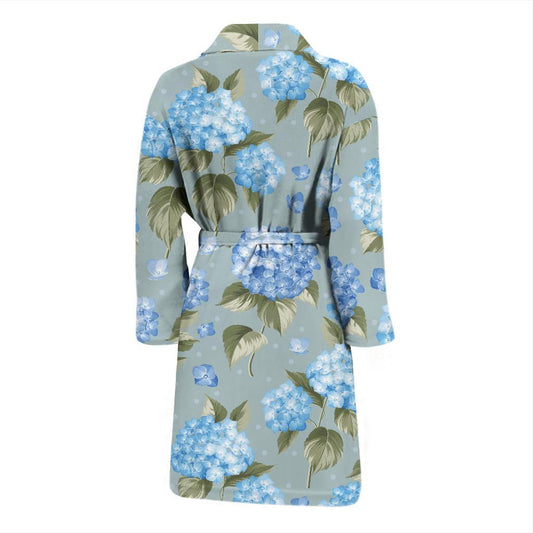 Hydrangea Pattern Print Design 01 Men Bathrobe-JORJUNE.COM