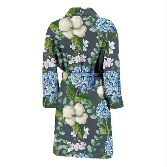 Hydrangea Pattern Print Design 02 Men Bathrobe-JORJUNE.COM