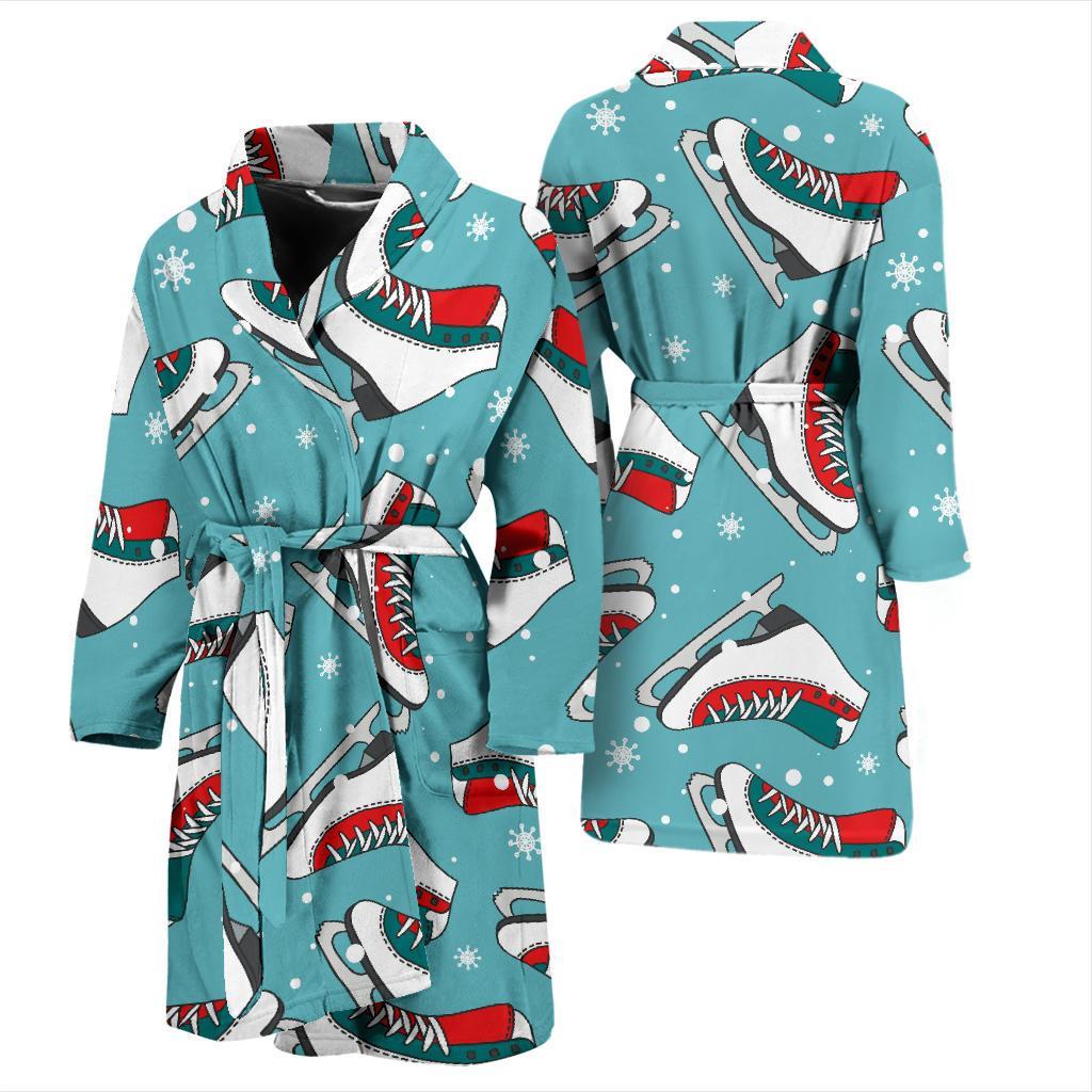 Ice Skate Pattern Print Design 03 Men Bathrobe-JORJUNE.COM