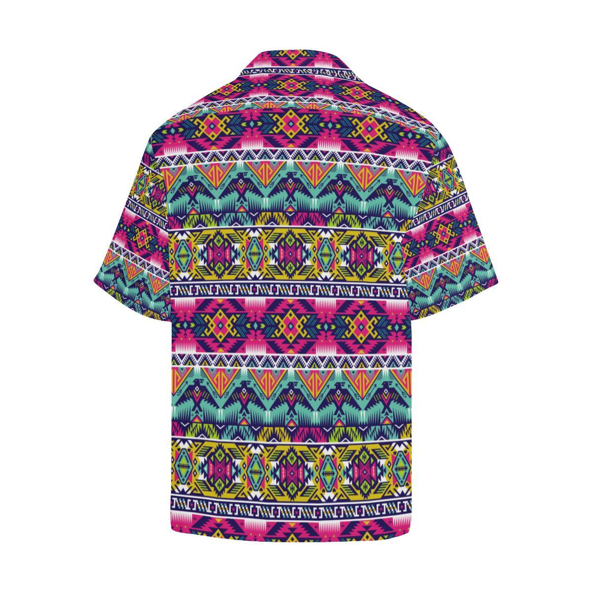 Indian Navajo Color Themed Design Print Men Aloha Hawaiian Shirt