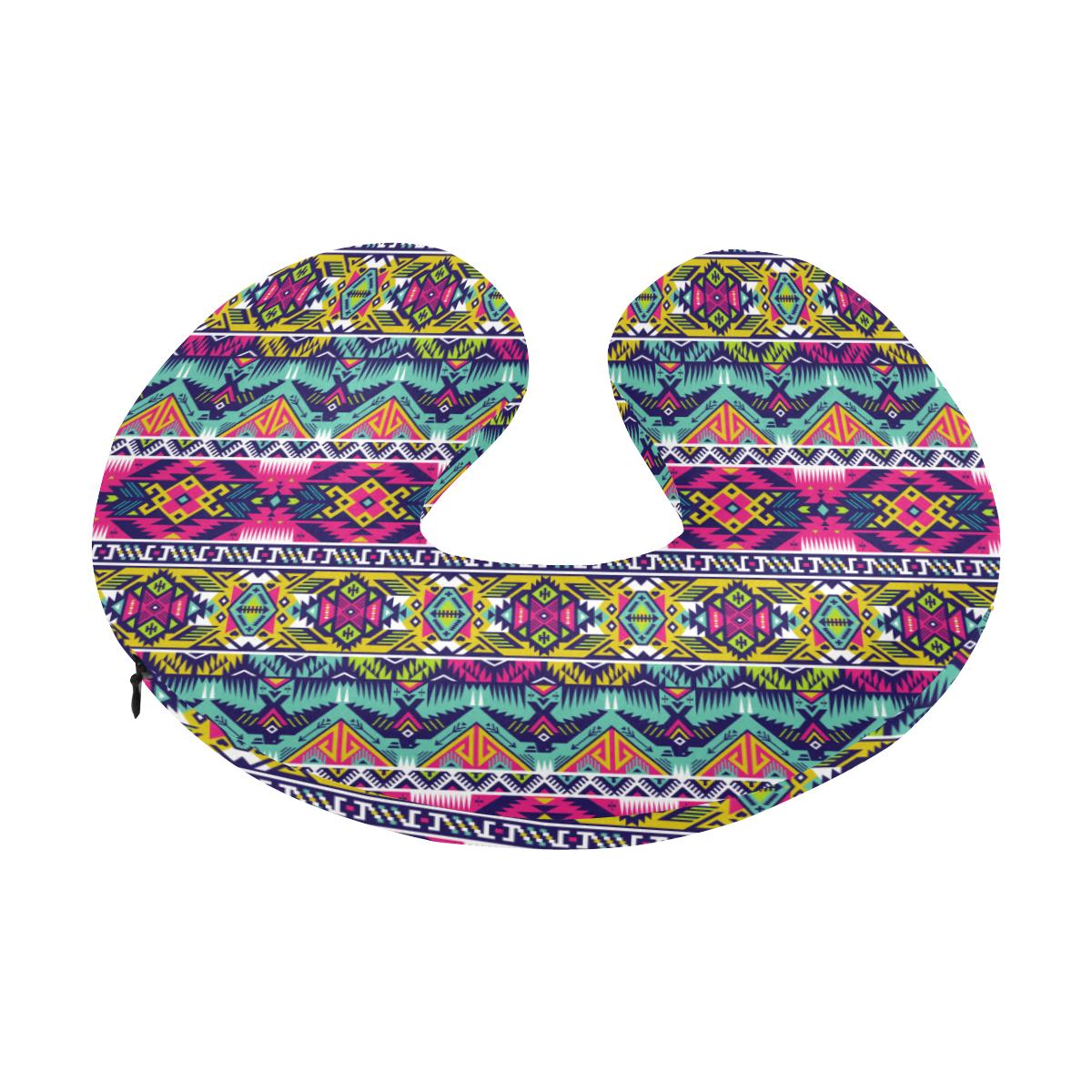 Indian Navajo Color Themed Design Print U-Shaped Travel Neck Pillow-JTAMIGO.COM