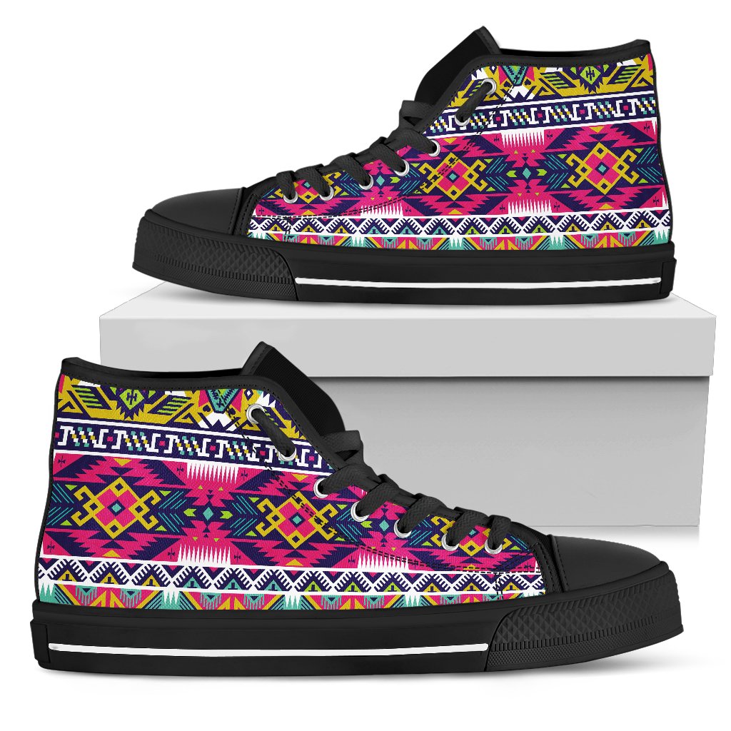 Indian Navajo Color Themed Design Print Women High Top Shoes