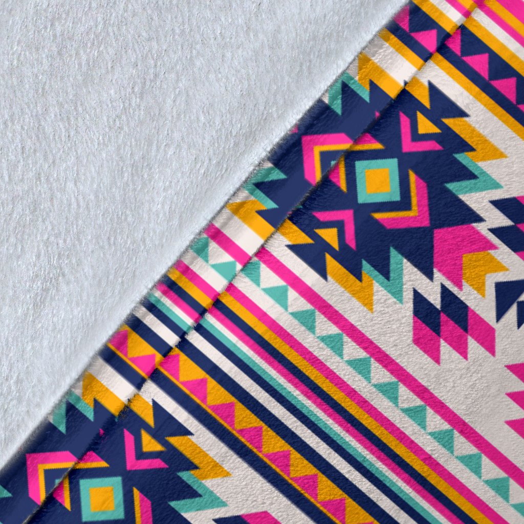 Indian Navajo Neon Themed Design Print Fleece Blanket