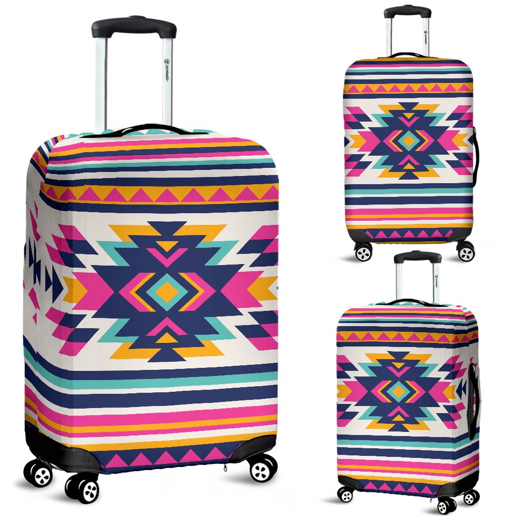Indian Navajo Neon Themed Design Print Luggage Cover Protector