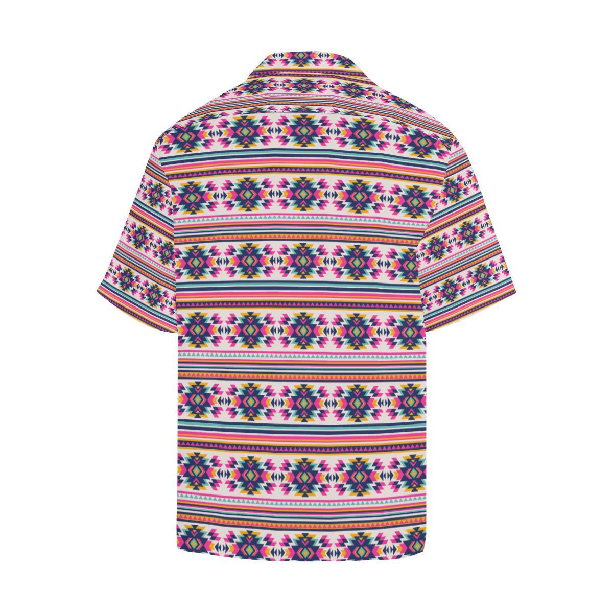 Indian Navajo Neon Themed Design Print Men Aloha Hawaiian Shirt
