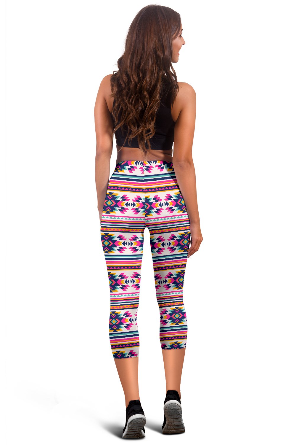 Indian Navajo Neon Themed Design Print Women Capris