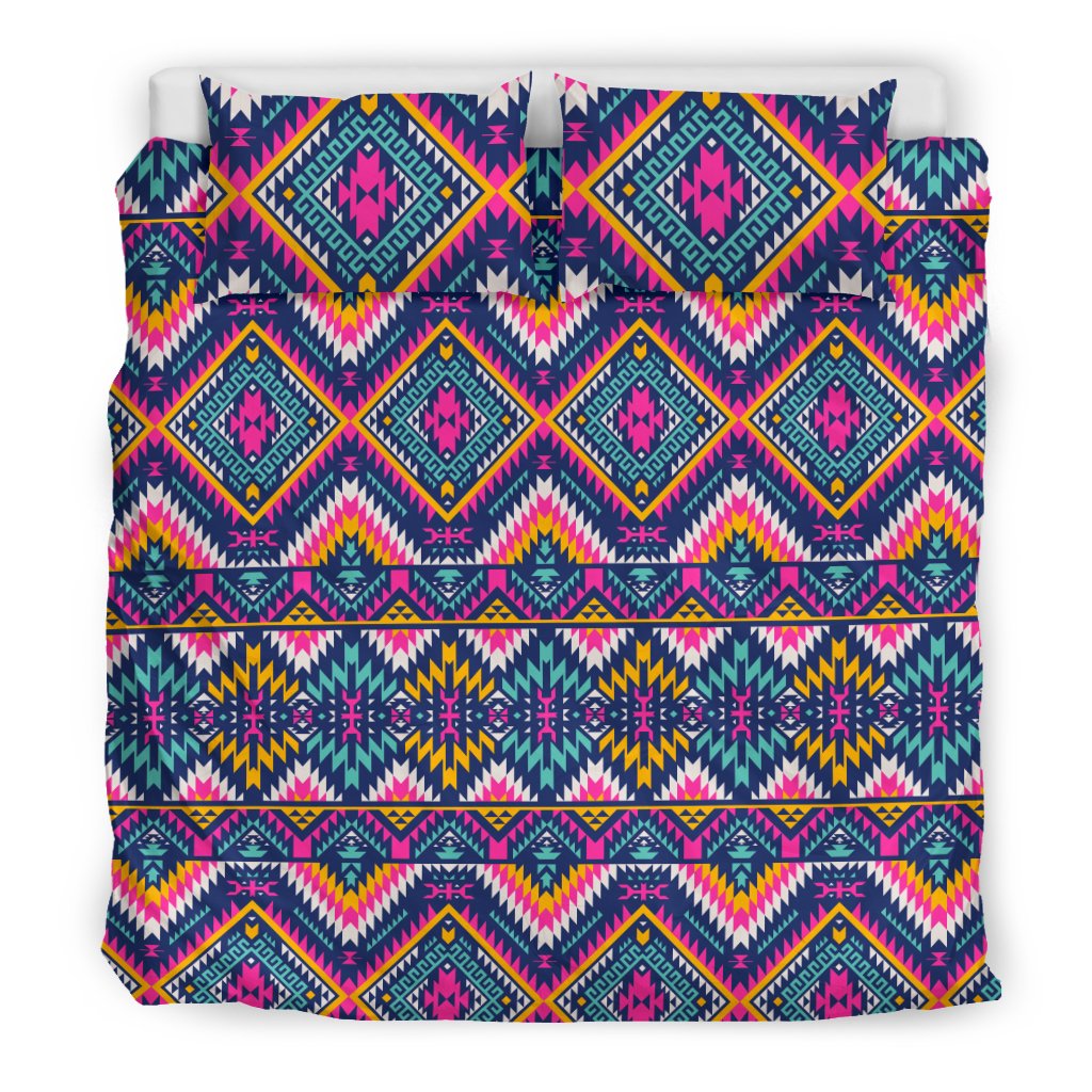 Indian Navajo Pink Themed Design Print Duvet Cover Bedding Set