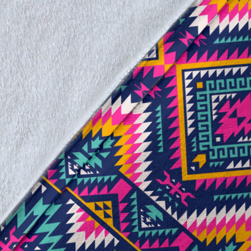 Indian Navajo Pink Themed Design Print Fleece Blanket