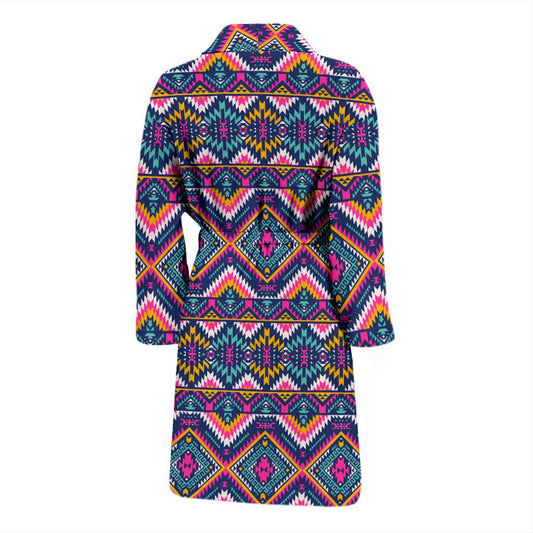 Indian Navajo Pink Themed Design Print Men Bath Robe-JTAMIGO.COM