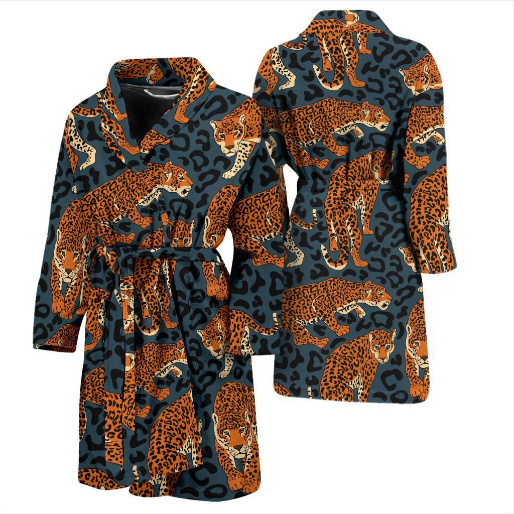 Jaguar Pattern Print Design 04 Men Bathrobe-JORJUNE.COM