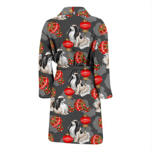 Japanese Chin Pattern Print Design 02 Men Bathrobe-JORJUNE.COM