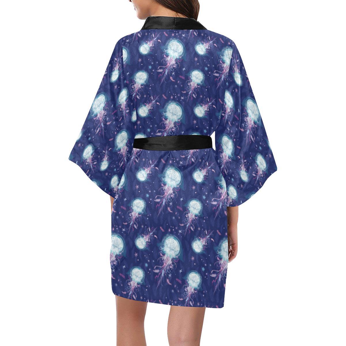 Jellyfish Cute Design Women Short Kimono Robe