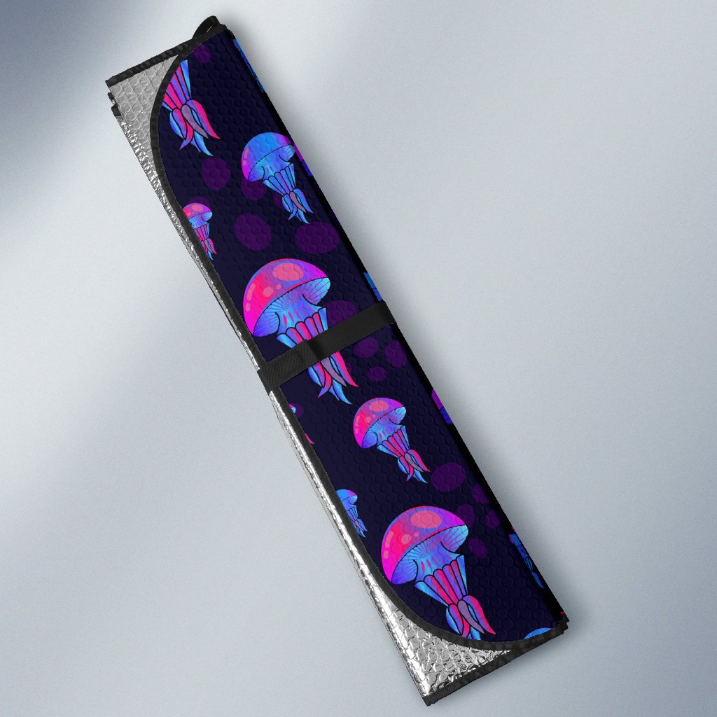 Jellyfish Neon Print Car Sun Shade For Windshield