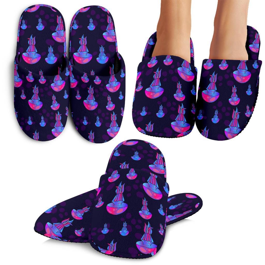 Jellyfish Neon Print House Slippers
