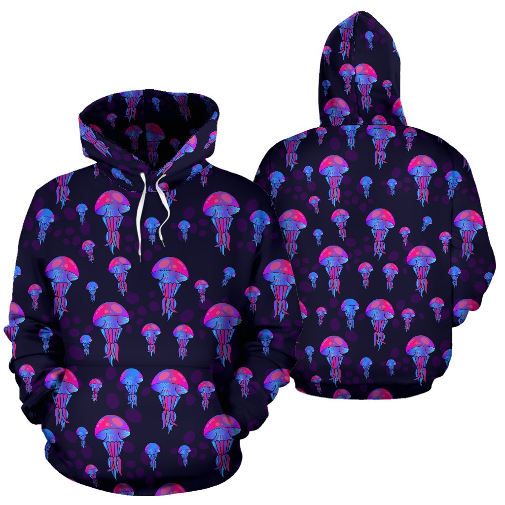 Jellyfish Neon Print Pullover Hoodie